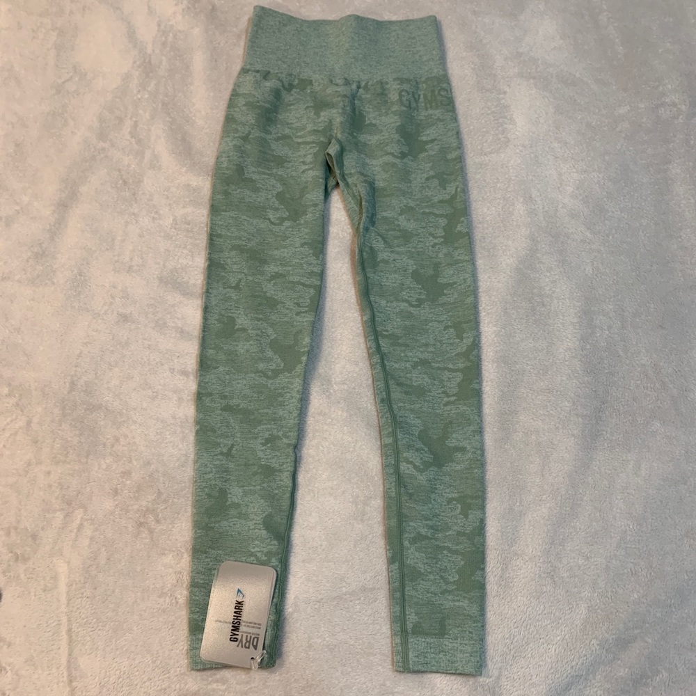 Gymshark Camo Seamless Leggings - Sage Green - XS